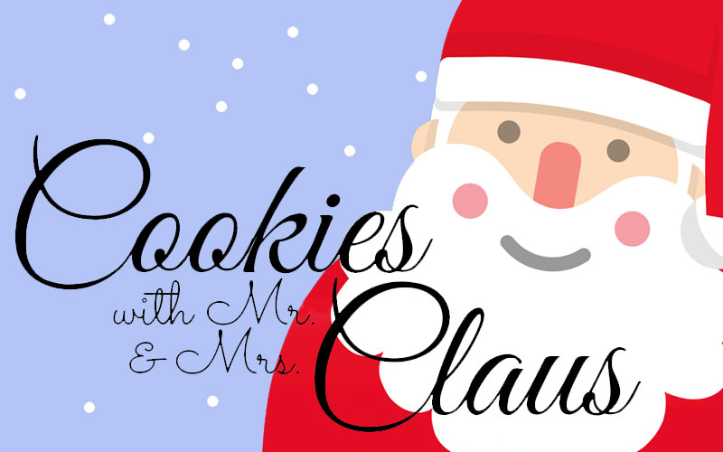 Illustration of Santa Clause promoting the Cookies with Mr. & Mrs. Clause event on Beech Mountain